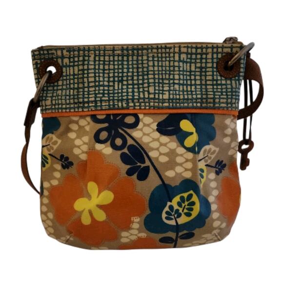 Fossil New Crossbody Bag Messenger Floral Designer Boho Adjustable Wide Strap - Picture 4 of 8